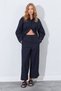 Black Gabardine High Waist Double Leg Palazzo Women's Trousers |   Ek100664911 - 6