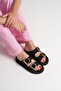 Black Women's Rope Leather Powder Slippers - 3