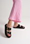 Black Women's Rope Leather Powder Slippers - 2