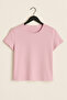 Women's Casual Basic Short Sleeve Crew Neck Cotton Pink T-Shirt - 4
