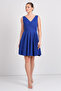 Women's Thick Strap V-Neck Mini Evening Dress 7027 Cobalt Blue - 2