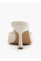 Embellished Bow Slip-On Sandals with Flared Heel - 4