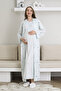 Postpartum Long Nightgown and Robe Maternity Set 6-Button Nursing and Suitable for Modest Wear