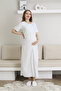 Postpartum Long Nightgown and Robe Maternity Set 6-Button Nursing and Suitable for Modest Wear - 2