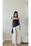 Women's Black Shawl Midi Slit Dress