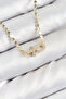 Brass Zircon Stone Tiffany Model Crushed Chain Gold Color Women's Necklace