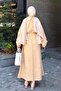 Balloon Sleeve Tie Hijab Dress Sand Beige - 4