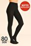 Women's Black 80 Den Opaque Matte Thick Pantyhose - Water Repellent