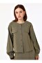 Linen Blended Pocket Cover Shirt & Skirt Double Set - Khaki - - 2