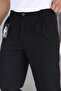 Double Pleated Black Color Half Elastic Waist Quality Relaxed Cut Knitted Baggy Trousers - 8