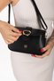 Women's Black Shoulder Bag with Buckle Detail and Flap Closure - 8