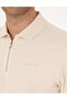 Beige Slim Fit Non-Curling Zip Polo Collar Basic Pique Sweatshirt 50314046-VR011 - 6