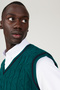 Men's Green Standard Fit Regular Cut V-Neck Knitwear Sweater - 5