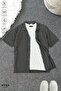 Men's Waffle Cotton Fabric Striped Seasonal Lycra Oversize Short Sleeve Shirt