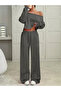 Women's Plain Off Shoulder Crop Sweatshirt Sweatpants Double Set