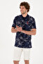 Men's Regular Fit Polo Neck Navy Blue T-Shirt 50300401-Vr033 - 3