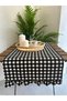 Roza Dertsiz Stain-Resistant Vintage Ruffled Black and White Gingham Runner - 4