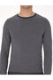 Light Gray Melange Slim Fit Crew Neck Wool Blend Sweater 50315712-Vr091 - 6