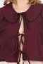 Burgundy Tie Detailed Baby Collar Crop Blouse 8064 - 4