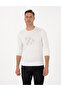 Ecru Slim Fit Crew Neck Knitwear Sweater 50315737-Vr019