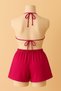 Women's Fuchsia Shorts Bikini Set with Tie at Waist and Neck - 3