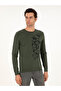 Green Slim Fit Crew Neck Wool Sweater 50291586-Vr054