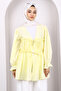 Yellow Front Tie Ruffle Kimono