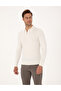 Ecru Regular Fit Polo Neck Zippered Knitwear Sweater 50315729-Vr019