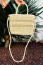 Basket Knitted Straw Bag Beach Bag 019 Beige01