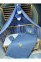 Embroidered Muslin Sleeping Set - 100X150 cm Duvet Cover, Pompom Mosquito Net, Tulle and Apparatus - 7
