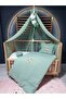 Embroidered Muslin Sleeping Set - 80X120 cm Duvet Cover, Pompom Mosquito Net, Tulle and Apparatus - 3