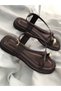 Janya Brown Cross Belted 2 cm Sandals - 4