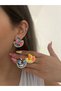 Premium Drop Earrings with Colorful Pattern Detail Pink