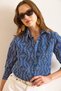 Women's Navy Eyelet Embroidery Detailed Regular Fit Shirt GML-19001373 - 7