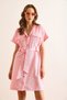 Women's Pink Marta Belted Pocket Mini Woven Shirt Dress Elb-19002503 - 4