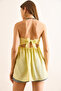 Women's Yellow Tie Back Strapless Cotton Blouse Blz-19003071 - 3