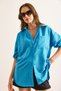 Women's Blue Striped Single Pocket Boyfriend Aerobin Shirt Gml-19001379 - 3