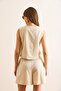 Women's Stone Top Lined Vest Bottom Pocket Shorts Set Tkm-19000415 - 7