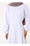 100% Cotton Fabric Balloon Sleeve Lined Hijab Dress - White - Exclusive - 3