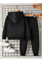Hand Written King Printed Girl/Boy Thick Cotton Hooded Track Suit Set - 2