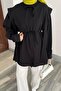 Waist Tied Shoulder Padded Shirt Black - 3