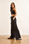 Women's Black Pocket Lined Lace Detailed Palazzo Trousers Pnt-19000357 - 7
