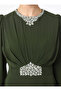 Modest Evening Dress - Khaki - - 4