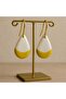 Lunera – Yellow and White Hand Painted Polymer Clay Earrings |   Modern and Elegant Touch - 2