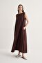 Women's Cupra Draped Cotton Zero Sleeve Dress Bitter Brown
