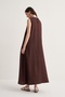 Women's Cupra Draped Cotton Zero Sleeve Dress Bitter Brown - 5