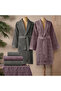 Armo 100% Cotton Family Bathrobe Set Plum/Anthracite (6 Pieces)