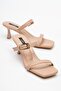 Beige - Thin Strap Buckle Women's Slippers