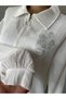 Women's Zippered Summer Thin Hijab White Cardigan Shirt - 3