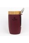 Bamboo Lid Food Thermos 500ml Steel Thermos Claret Red Keeps Warm for 12 Hours - 2